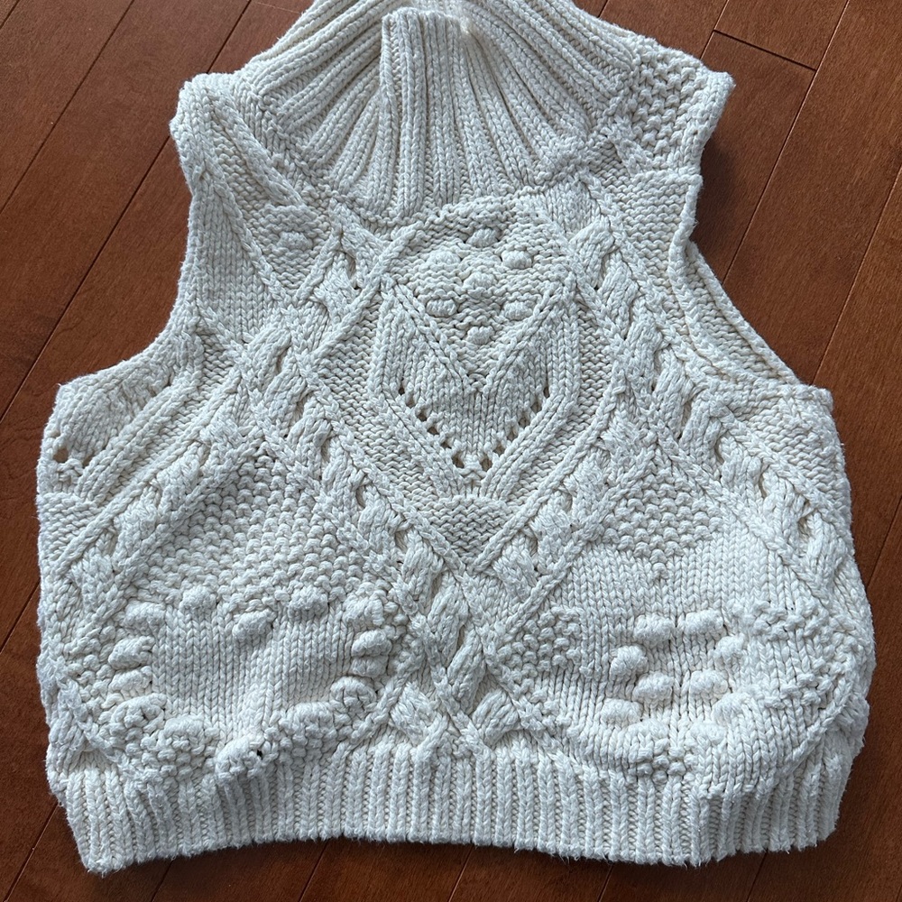Free People Cream Knit Sweater Vest